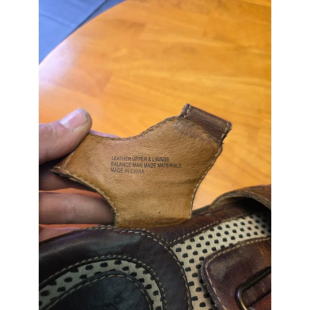 Børn Men's Brown Leather Fisherman Sandals, Size 8